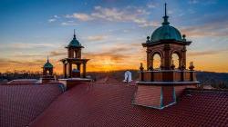 Aerial view of College Hall roof