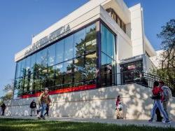 Exterior shot of the student center on a sunny day