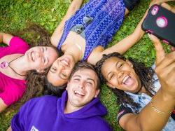 Students taking a selfie on campus