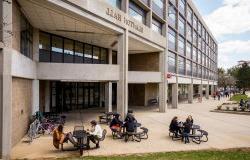 Exterior Shot of Blanton Hall with some students outside