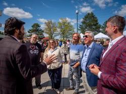 Pictured left to right: Anthony Frungillo, Alfred Frungillo, Michael Frungillo, Stacy Sclafani, George Kuzman (Gourmet Dining), President Jonathan Koppell (Montclair State University