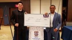 Jonathan Morgan, left, and Brett Siegmeister won third place in the UPitchNJ collegiate entrepreneurship contest held April 26 at Seton Hall University.