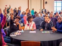 Education, community and thought leaders and young high school students – all Black and Latinx males – attended Montclair’s first Male Enrollment and Graduation Alliance (MEGA) Symposium.