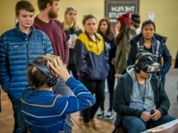 students with VR headsets